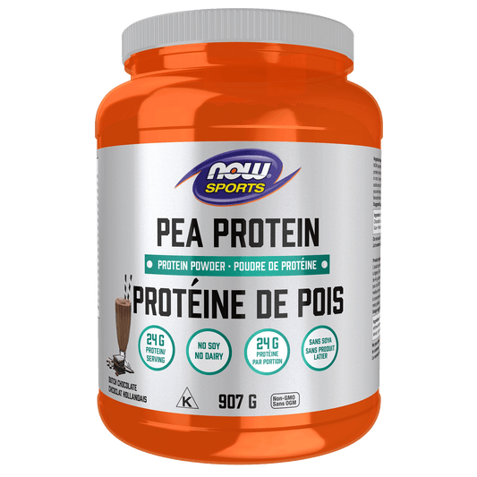 NOW Pea Protein, Non-GMO Vegan, Dutch Chocolate 907g - 
