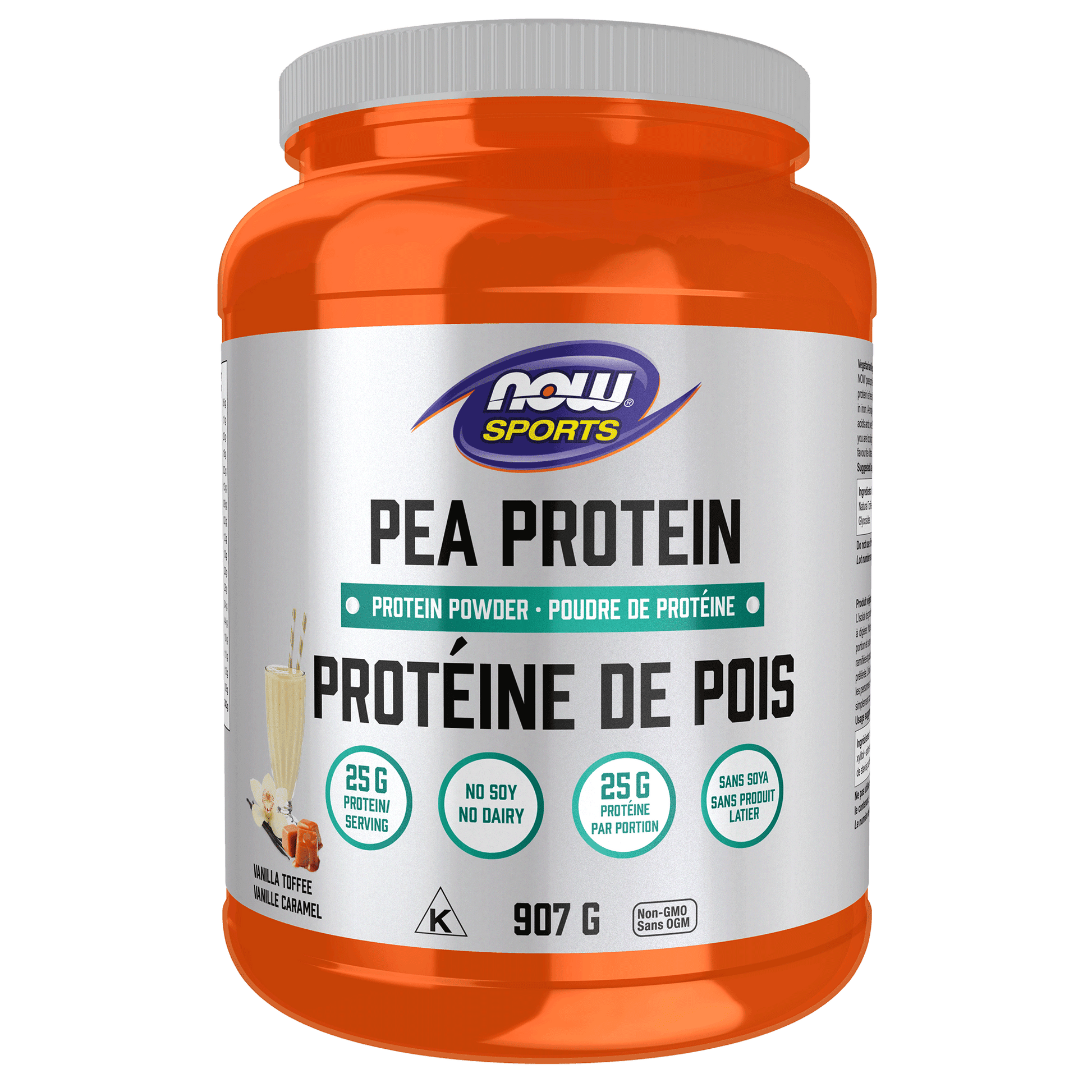 NOW Pea Protein, Non-GMO Vegan, Vanilla Toffee 907g - 