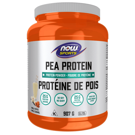 NOW Pea Protein, Non-GMO Vegan, Vanilla Toffee 907g - 