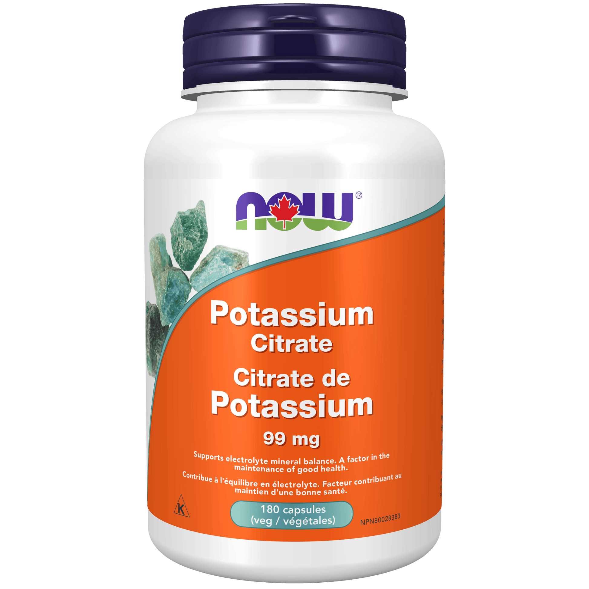 NOW Potassium Citrate 99mg 180 Capsules - 