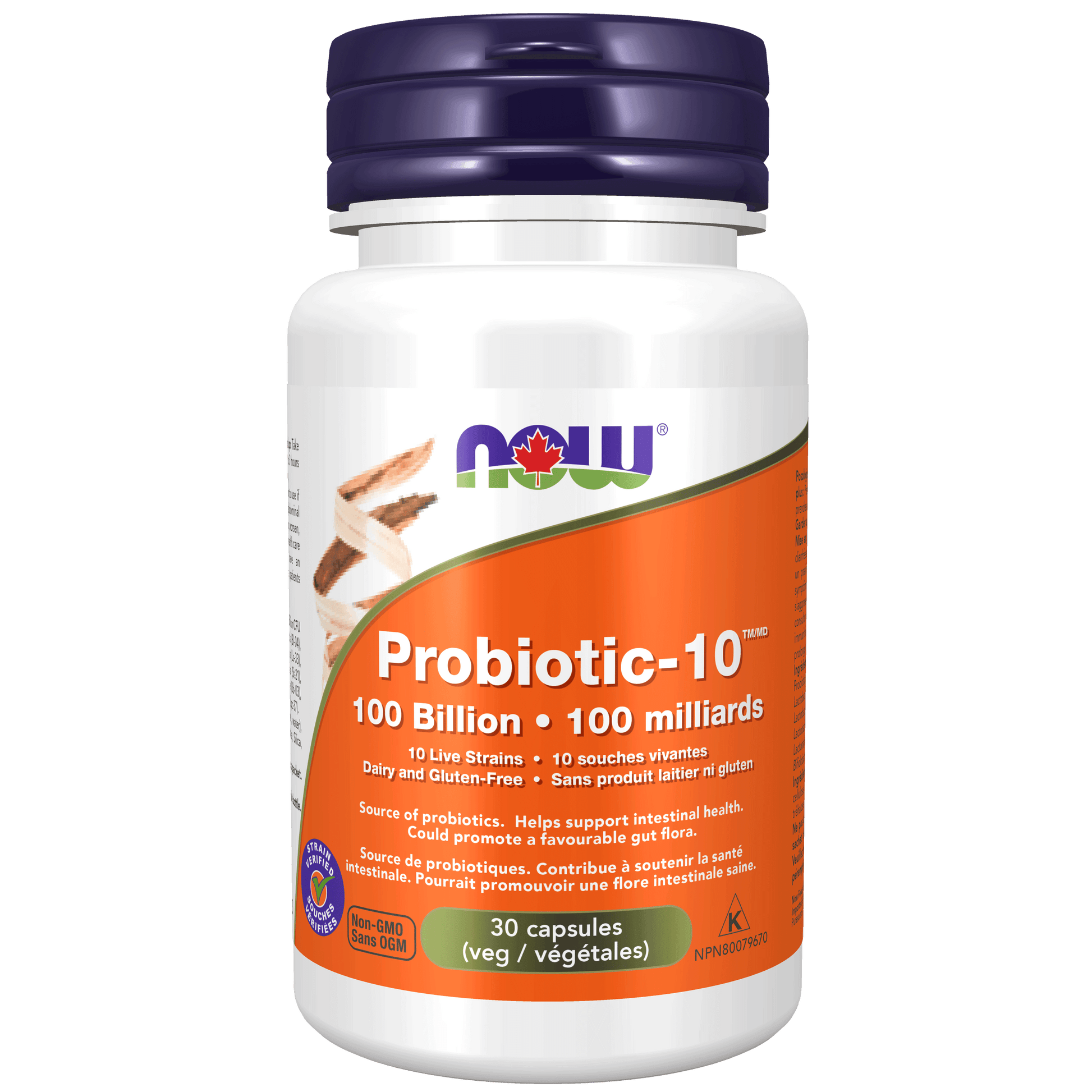 NOW Probiotic-10 100 Billion (10 Strains) 30 Veg Capsules - 