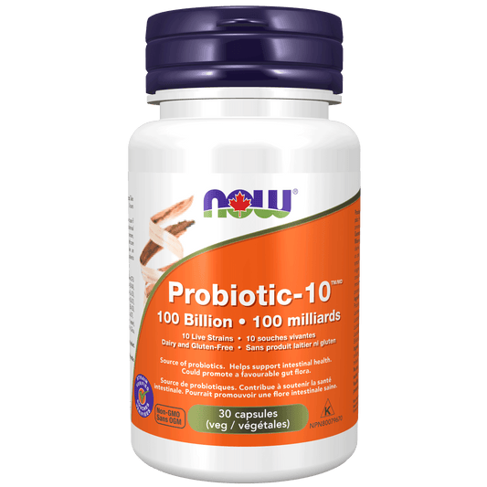 NOW Probiotic-10 100 Billion (10 Strains) 30 Veg Capsules - 