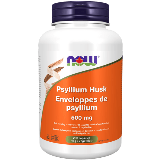 NOW Psyllium Husk 500mg 200 Capsules - 