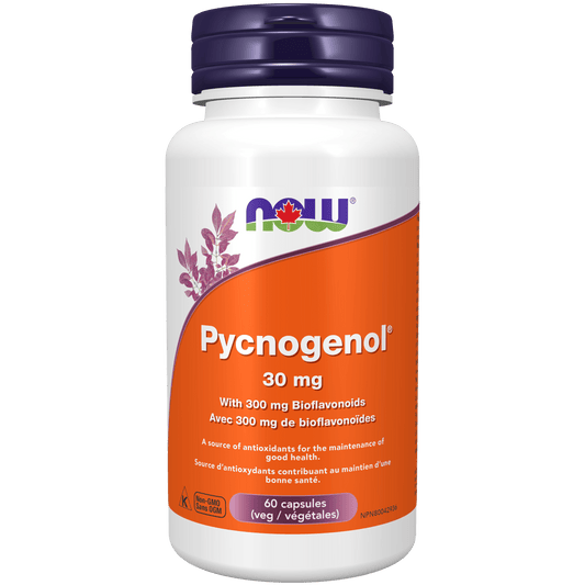 NOW Pycnogenol 30mg with Bioflavonoids 60 Veg Capsules - 