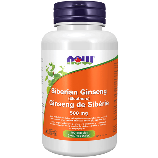 NOW Siberian Ginseng 500mg 100 Veg Capsules - 