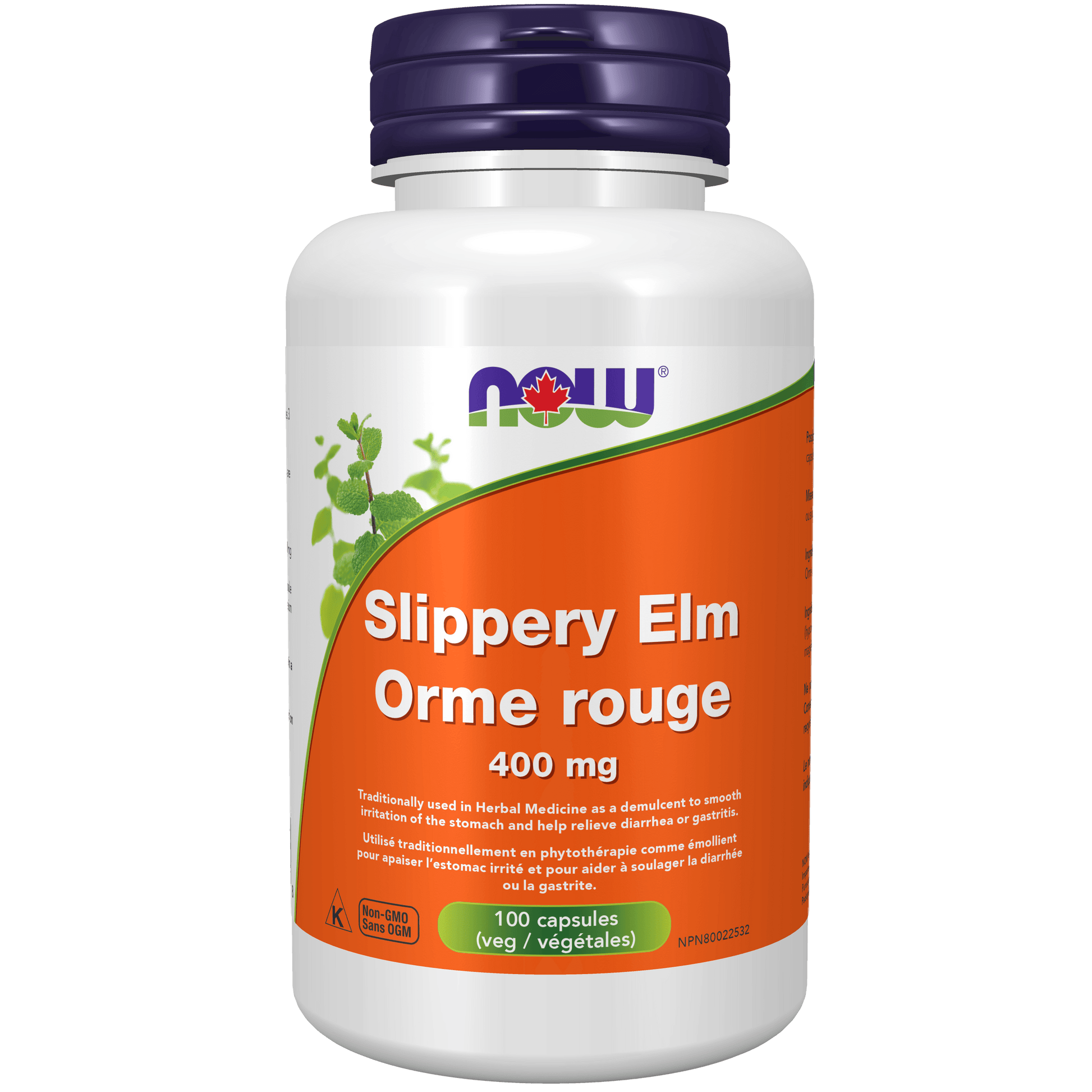 NOW Slippery Elm 400mg 100 Veg Capsules - 