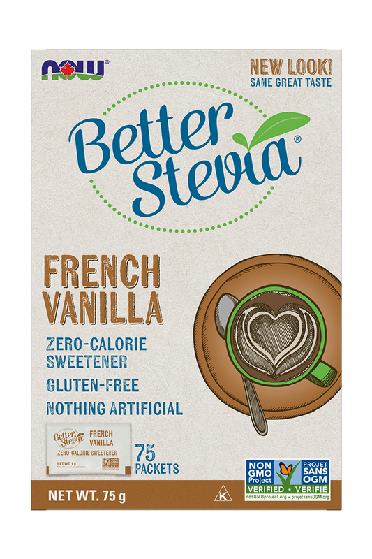 NOW Stevia Extract (French Vanilla) 75 x 1g Packets - 
