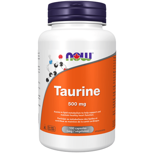 NOW Taurine 500mg 100 Capsules - 