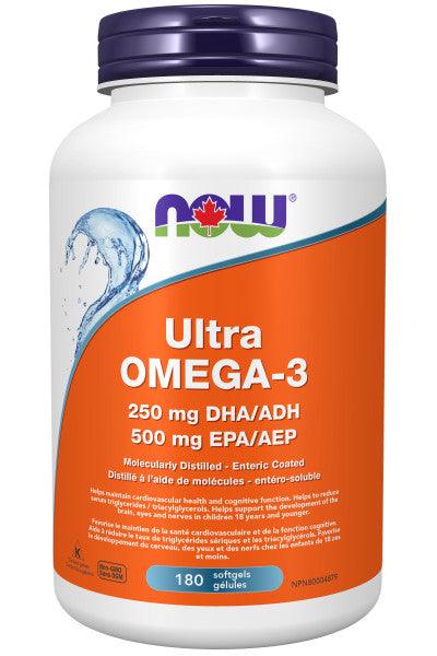 NOW Ultra Omega-3 1000mg (500EPA / 250DHA) 180 Softgels - 