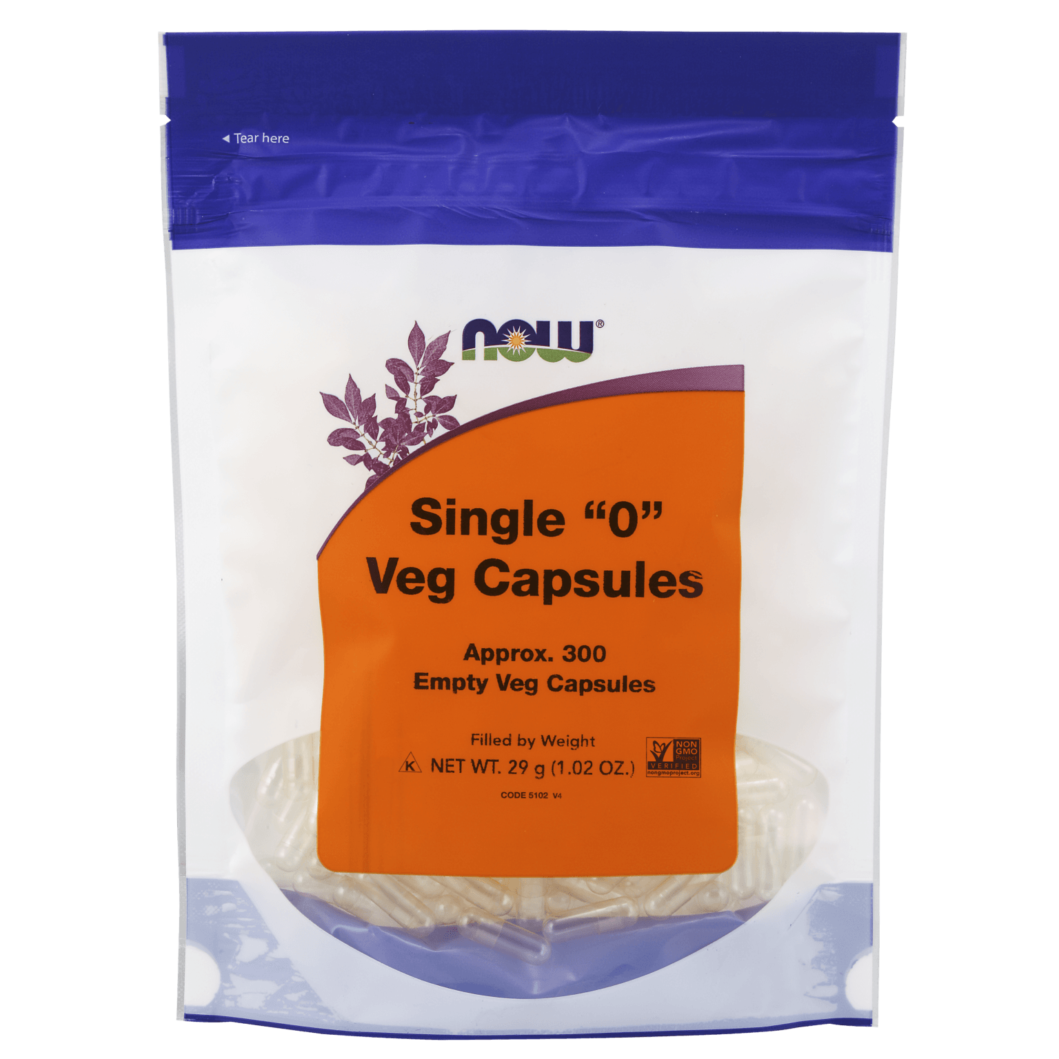 NOW Veg Capsules '0' Non-Gelatin 300's - 