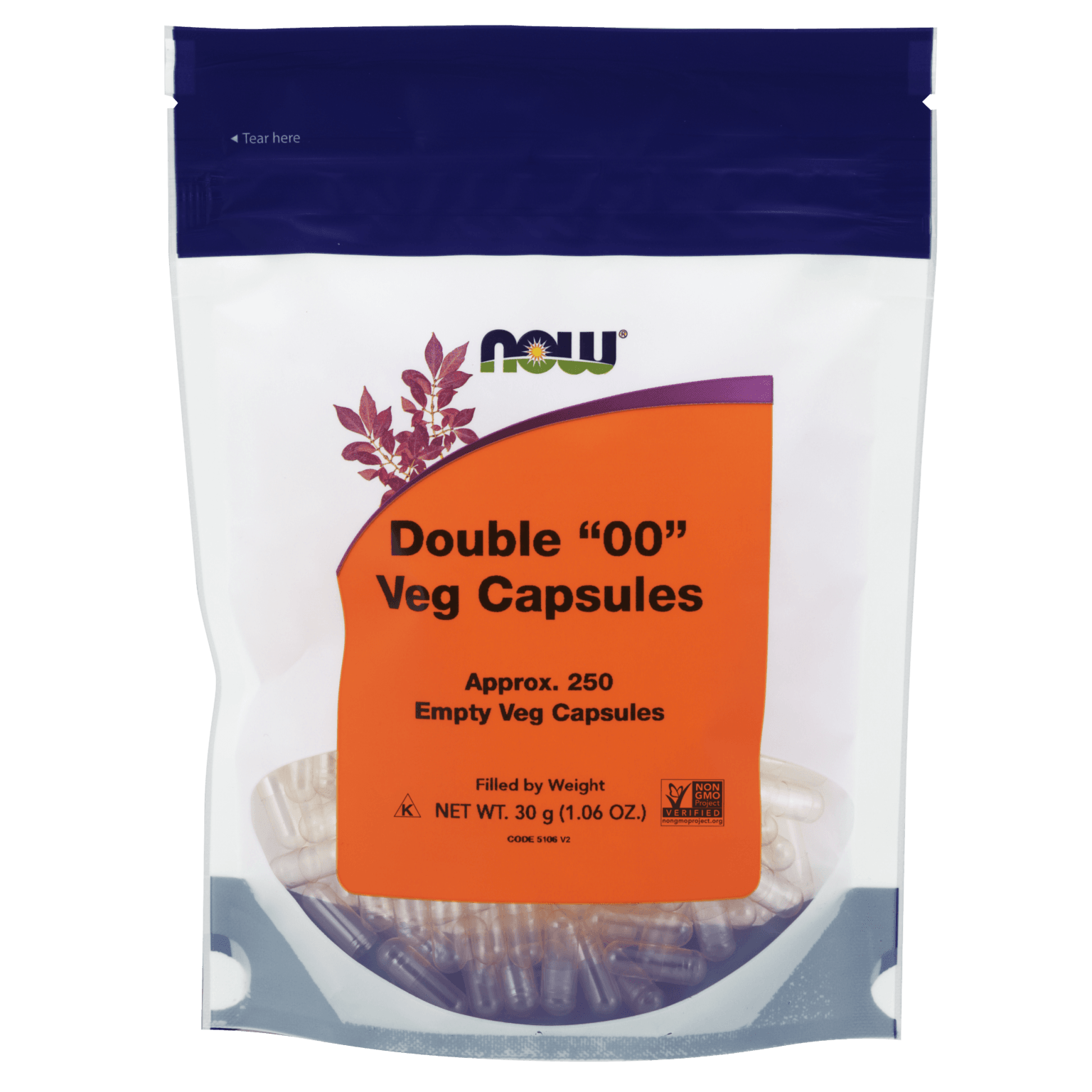 NOW Veg Capsules '00' Non-Gelatin 250's - 