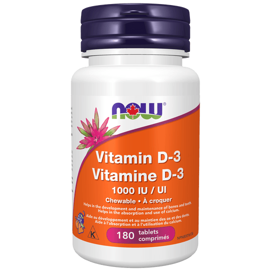 NOW Vitamin D-3 1,000 IU Chewable 180 Lozenges - 