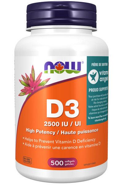 NOW Vitamin D-3 2,500 IU 500 Softgels - 