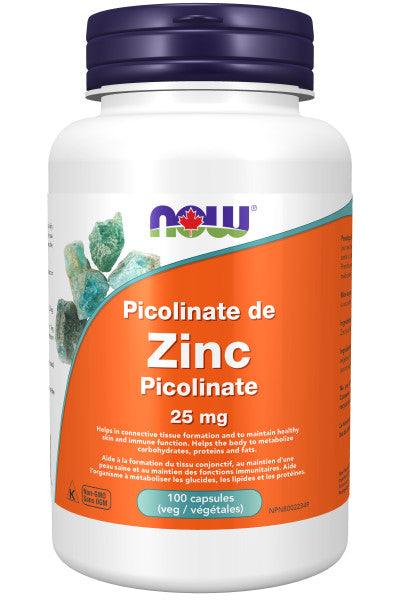 NOW Zinc Picolinate 25mg 100 Veg Capsules - 