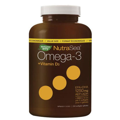 NutraSea+D Omega-3 Lemon 240 Softgels