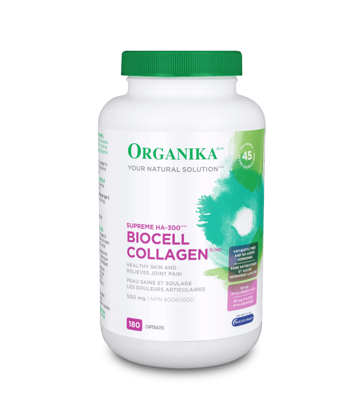 Organika Biocell Collagen (Formerly Ha-300) 500mg 180 Capsules - Wellness Supplement