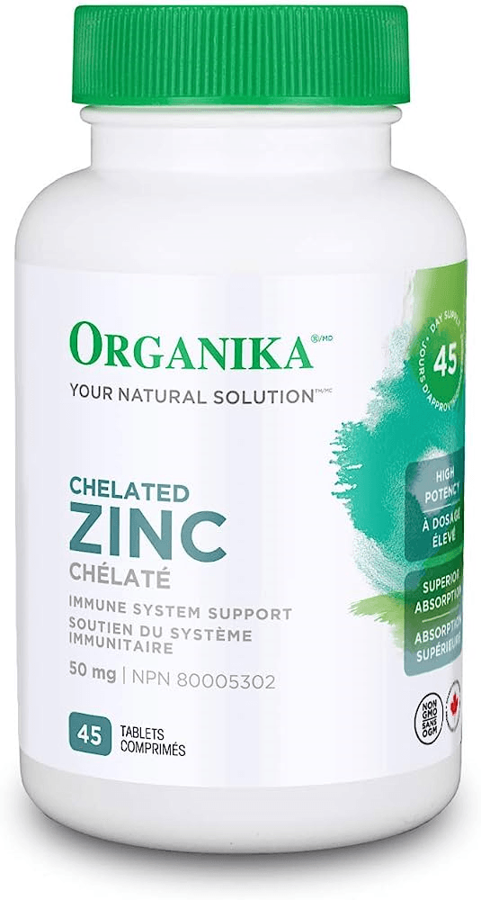 Organika Chelated Zinc 50mg 45 Tablets - Wellness Supplement