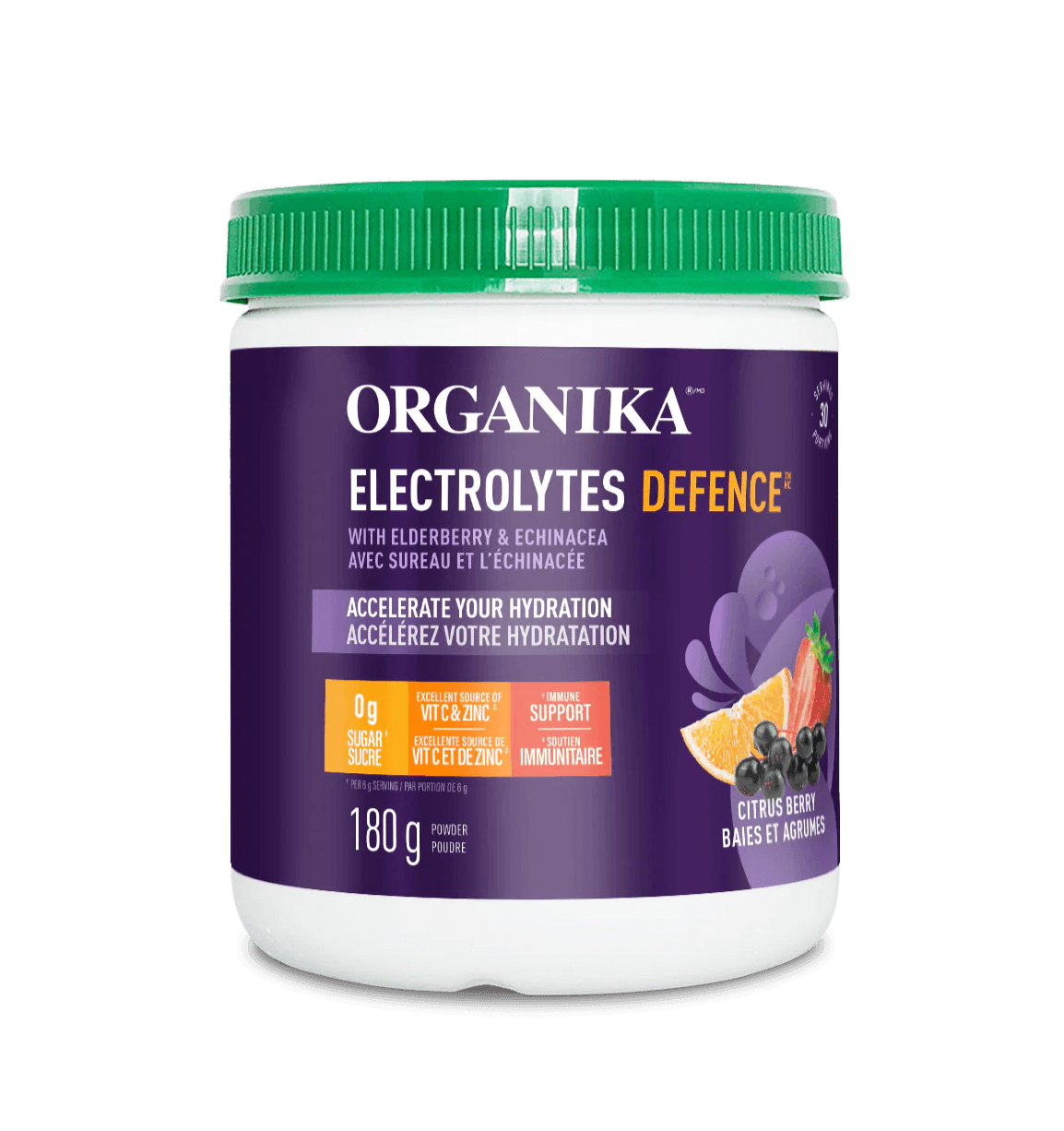 Organika Electrolytes Defence with Elderberry & Citrus Berry 180g - Wellness Supplement