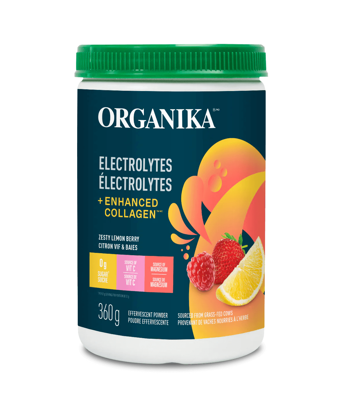 Organika Electrolytes + Enhanced Collagen Lemonberry 360g - Wellness Supplement
