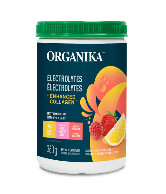 Organika Electrolytes + Enhanced Collagen Lemonberry 360g - Wellness Supplement