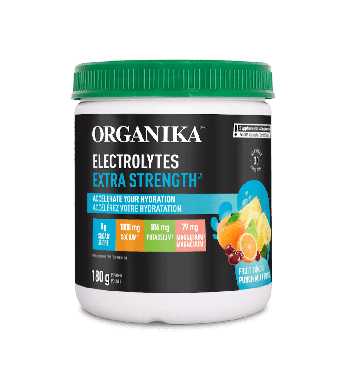 Organika Electrolytes Extra Strength Fruit Punch 180g - Wellness Supplement