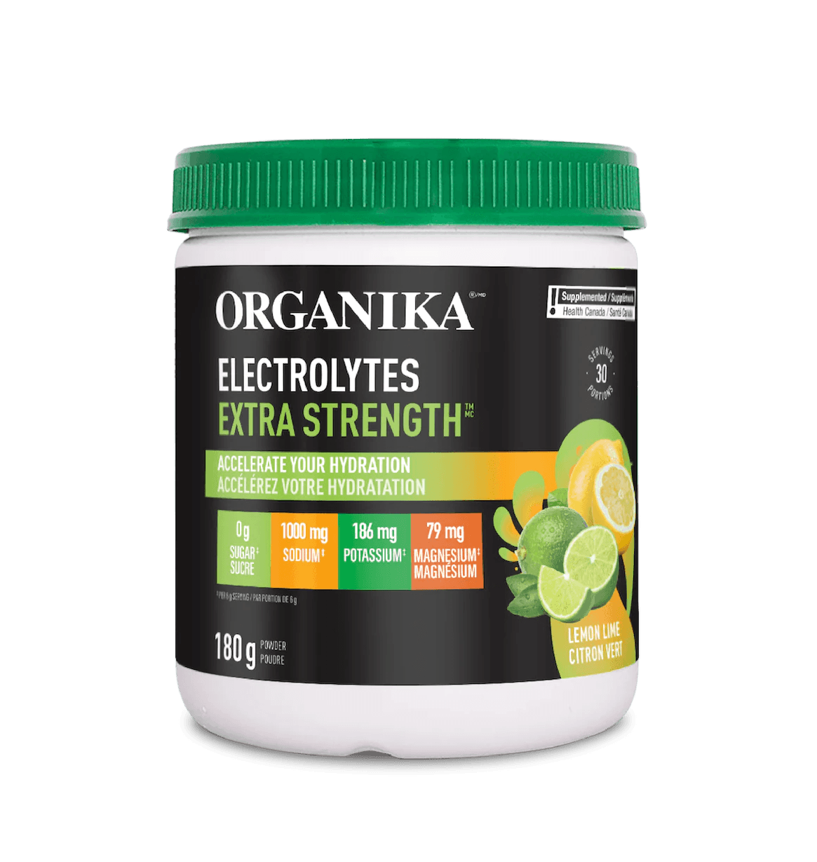 Organika Electrolytes Extra Strength Lemon Lime 180g - Wellness Supplement