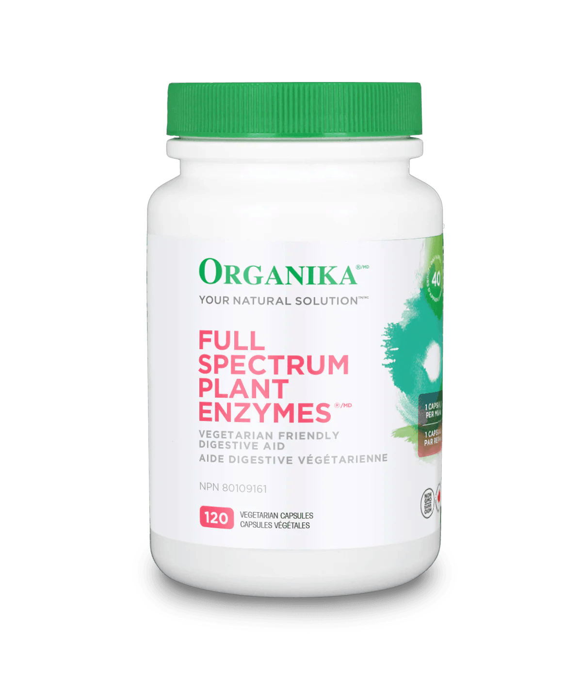 Organika Full Spectrum Plant Enzymes 500mg 120 Veg Capsules - Wellness Supplement