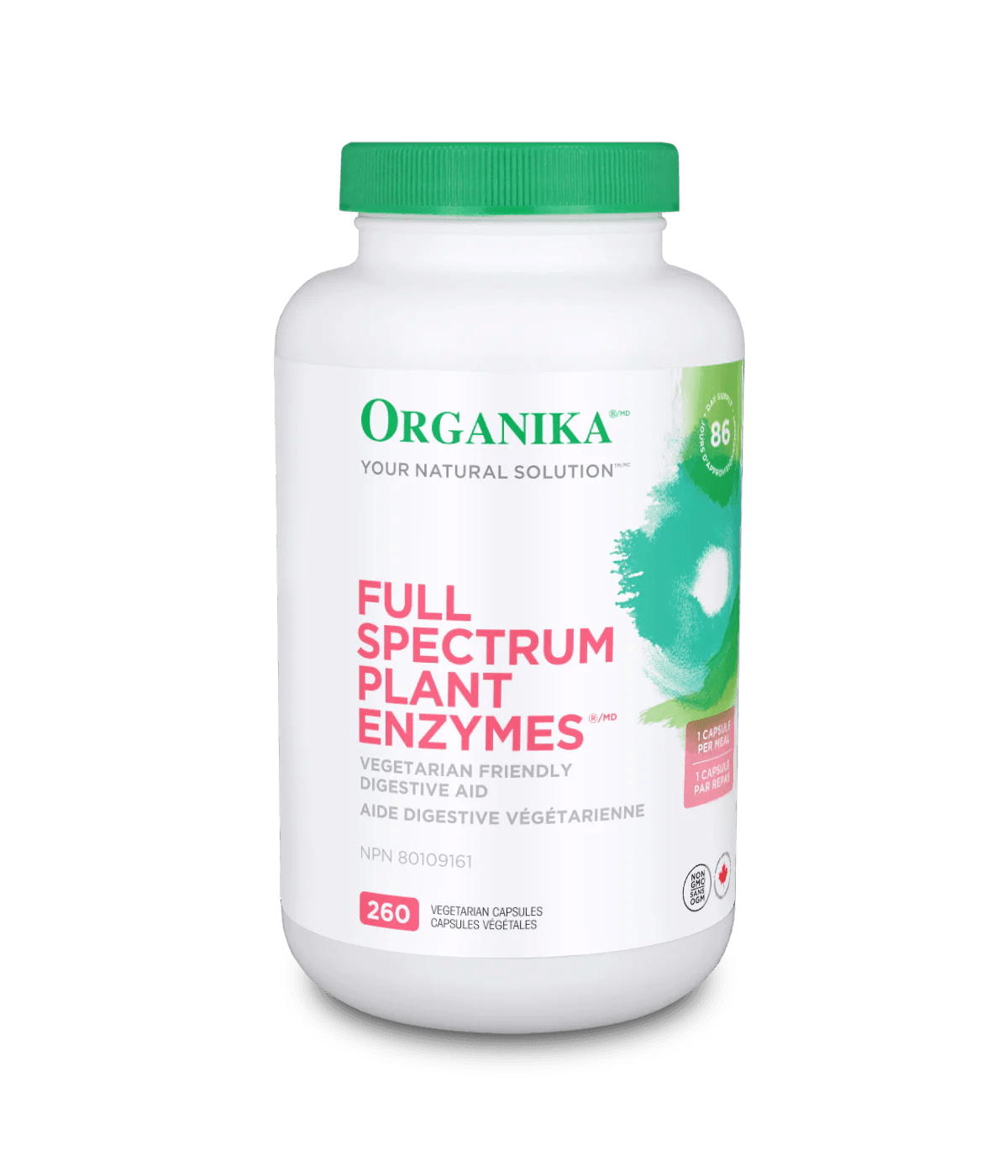 Organika Full Spectrum Plant Enzymes 500mg 260 Veg Capsules - Wellness Supplement