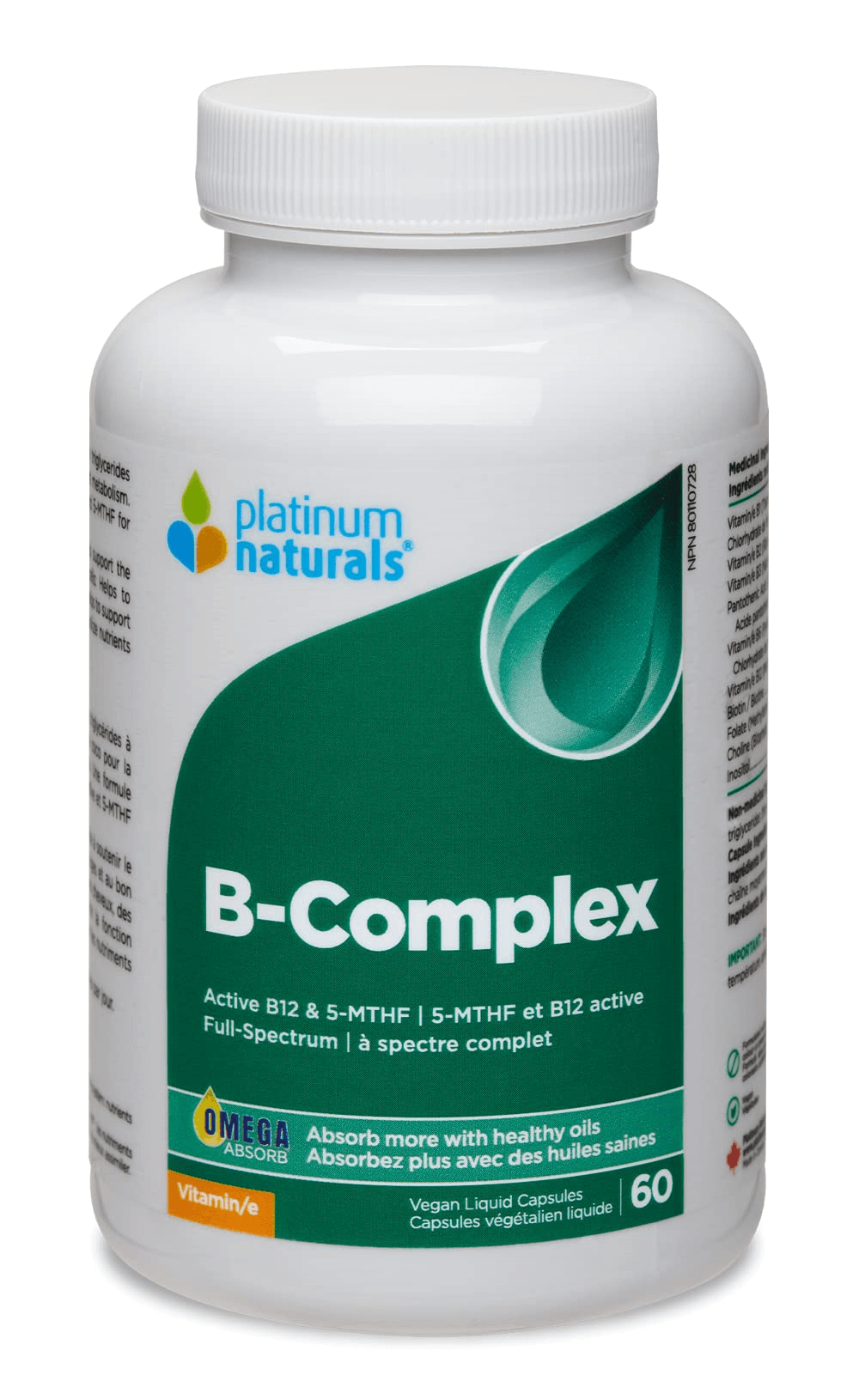 Platinum Naturals B-Complex 60 Vegan Liquid Capsules - 