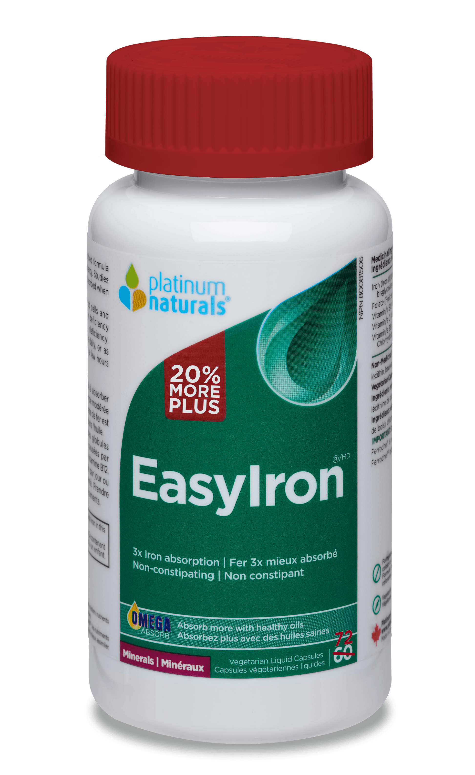 Platinum Naturals Easyiron® Bonus 72 Veg Liquid Capsules - 