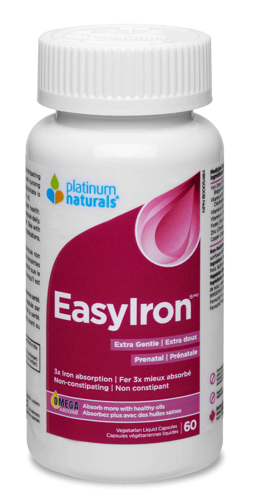 Platinum Naturals Prenatal Easyiron® Extra Gentle 60 Veg Liquid Capsules - 