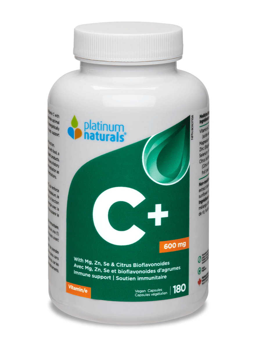 Platinum Naturals Vitamin C+ (Formerly Activated-C 600 Mg) 180 Vegan Capsules - 