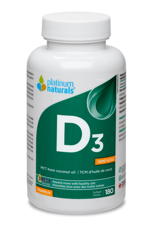 Platinum Naturals Vitamin D3 1000IU 180 Softgels - 