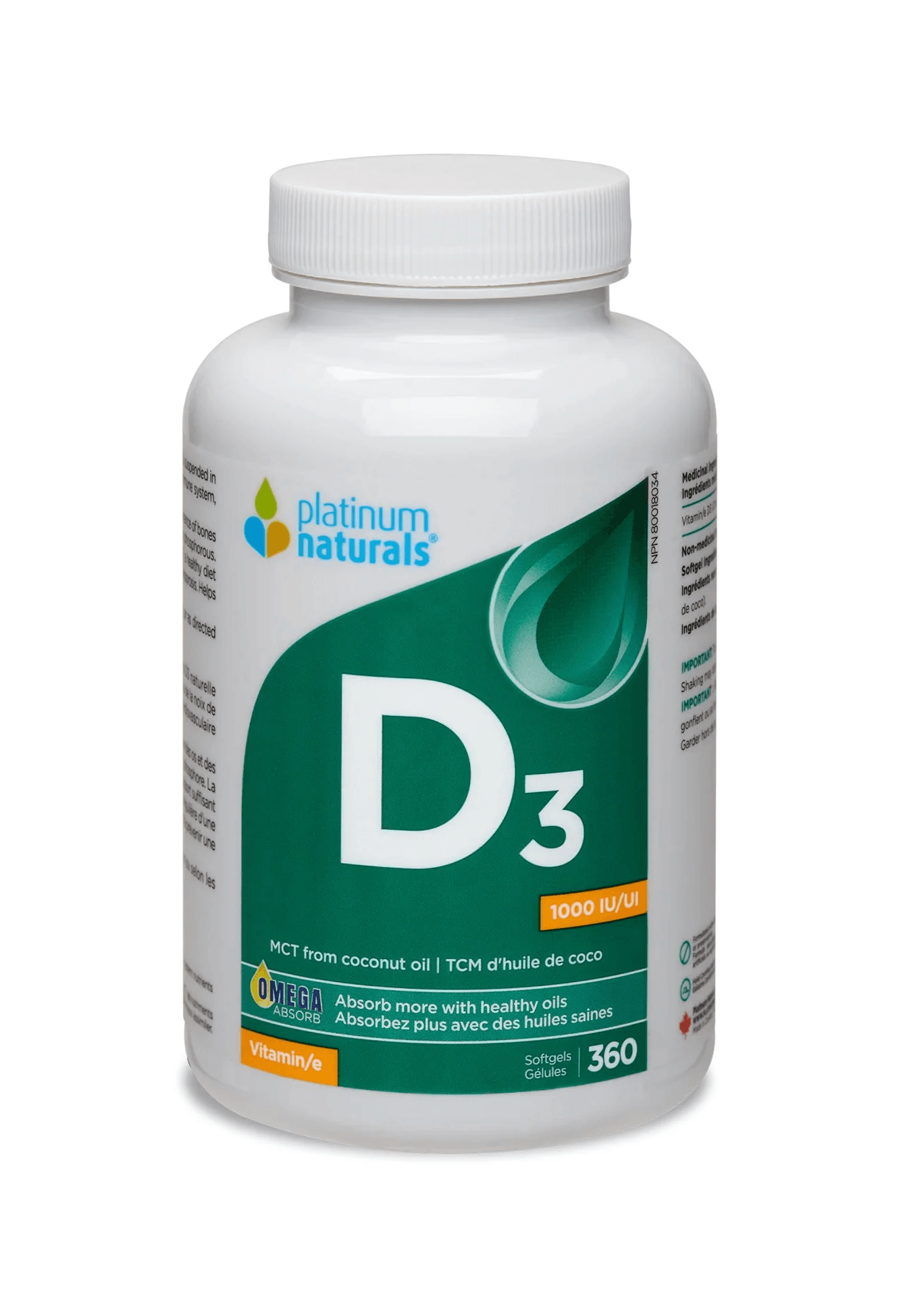Platinum Naturals Vitamin D3 1000IU 360 Softgels - 