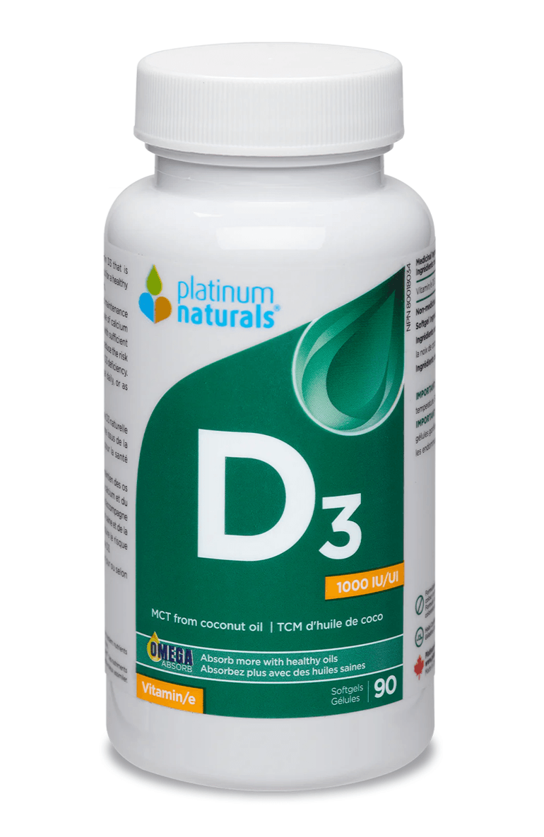 Platinum Naturals Vitamin D3 1000IU 90 Softgels - 