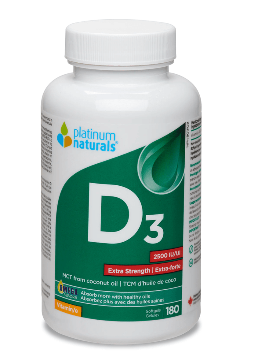 Platinum Naturals Vitamin D3 2500IU Extra Strength 180 Softgels - 