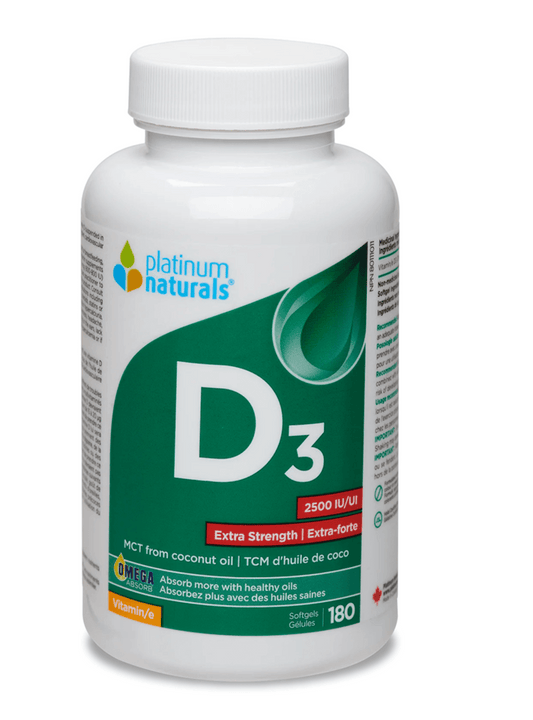 Platinum Naturals Vitamin D3 2500IU Extra Strength 180 Softgels - 