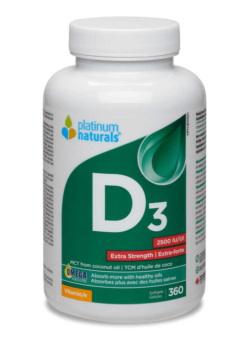 Platinum Naturals Vitamin D3 2500IU Extra Strength 360 Softgels - 