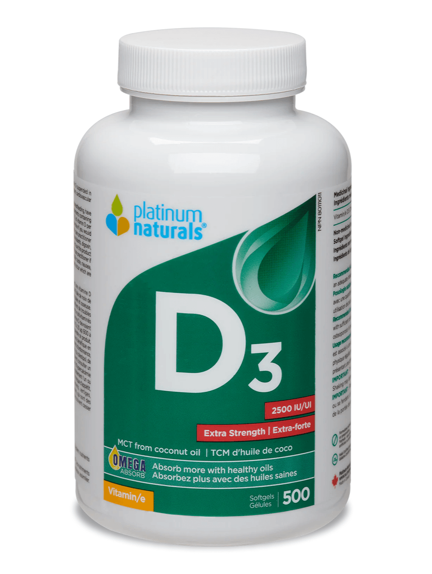 Platinum Naturals Vitamin D3 2500IU Extra Strength 500 Softgels - 