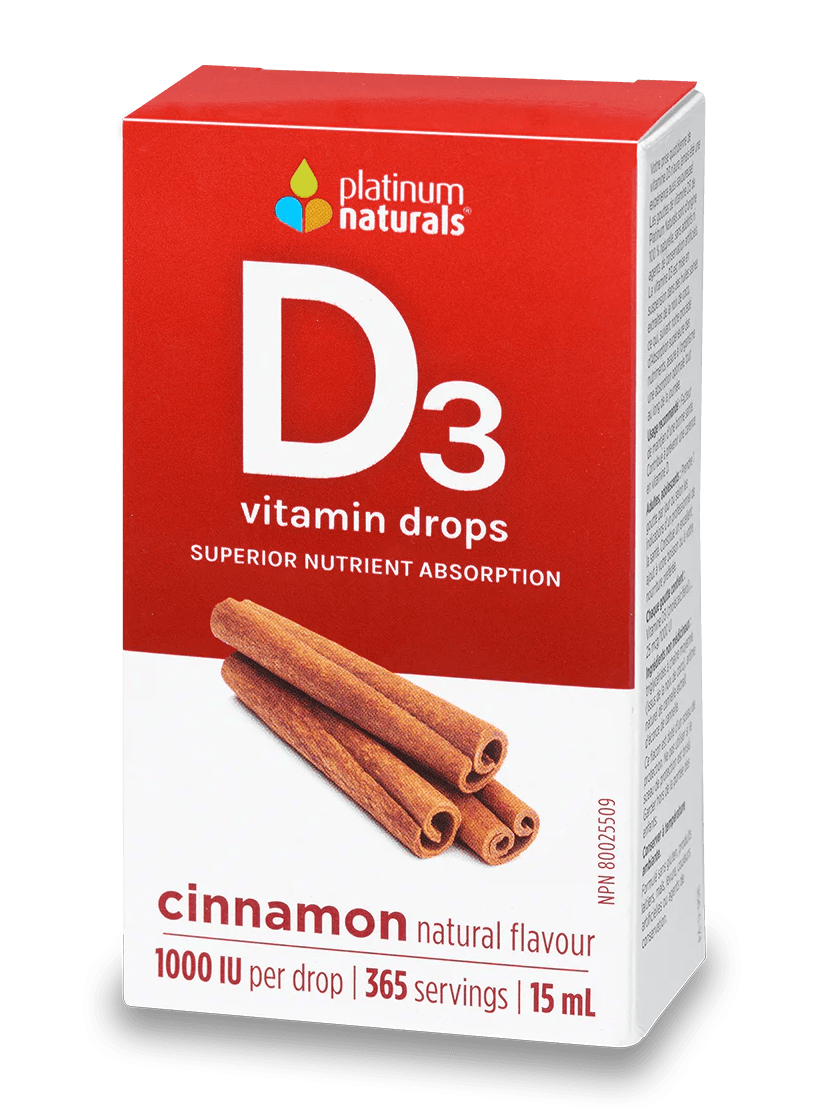 Platinum Naturals Vitamin D3 Drops 1000IU Cinnamon 15mL - 
