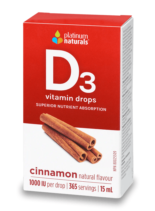 Platinum Naturals Vitamin D3 Drops 1000IU Cinnamon 15mL - 