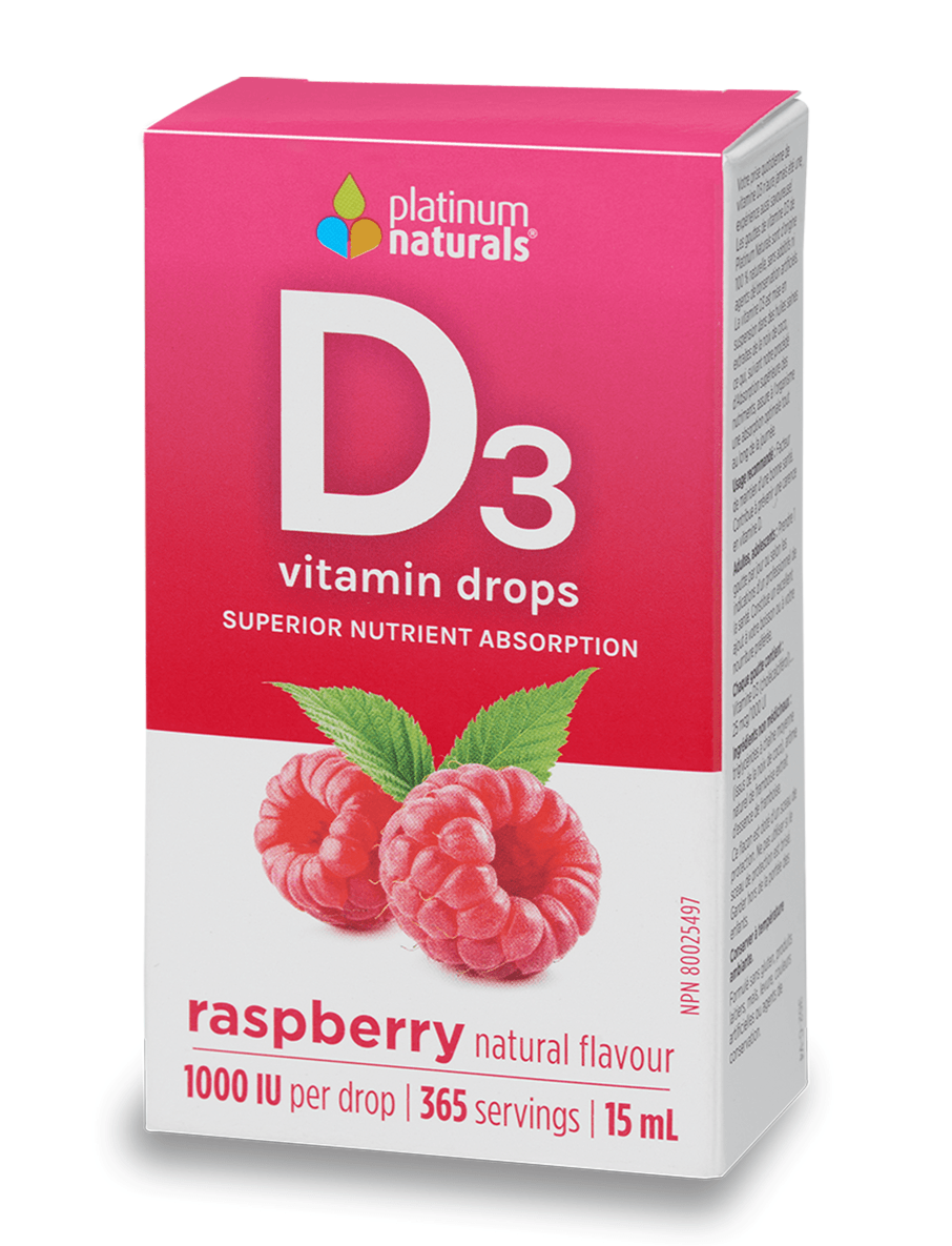 Platinum Naturals Vitamin D3 Drops 1000IU Raspberry 15mL - 
