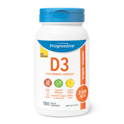 Progressive Vitamin D3 Extra Strength 2500IU 180 Tablets