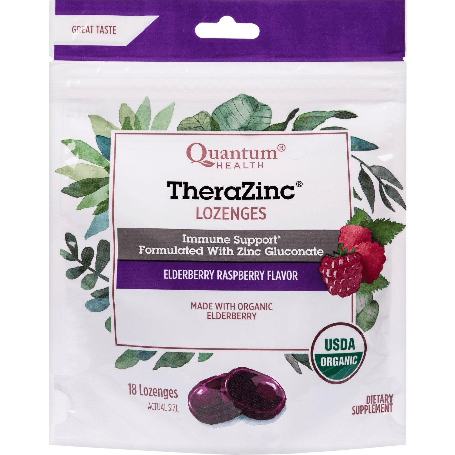 Quantum Organic TheraZinc Elderberry 18 Lozenges