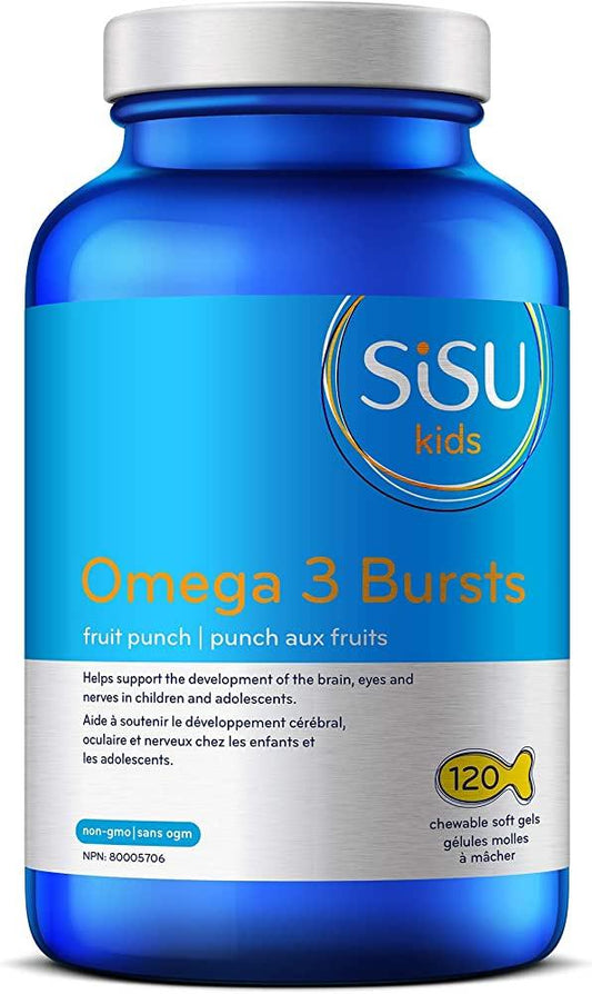 Sisu Kids Omega 3 Bursts Fruit Punch 120 Chewable Softgels  