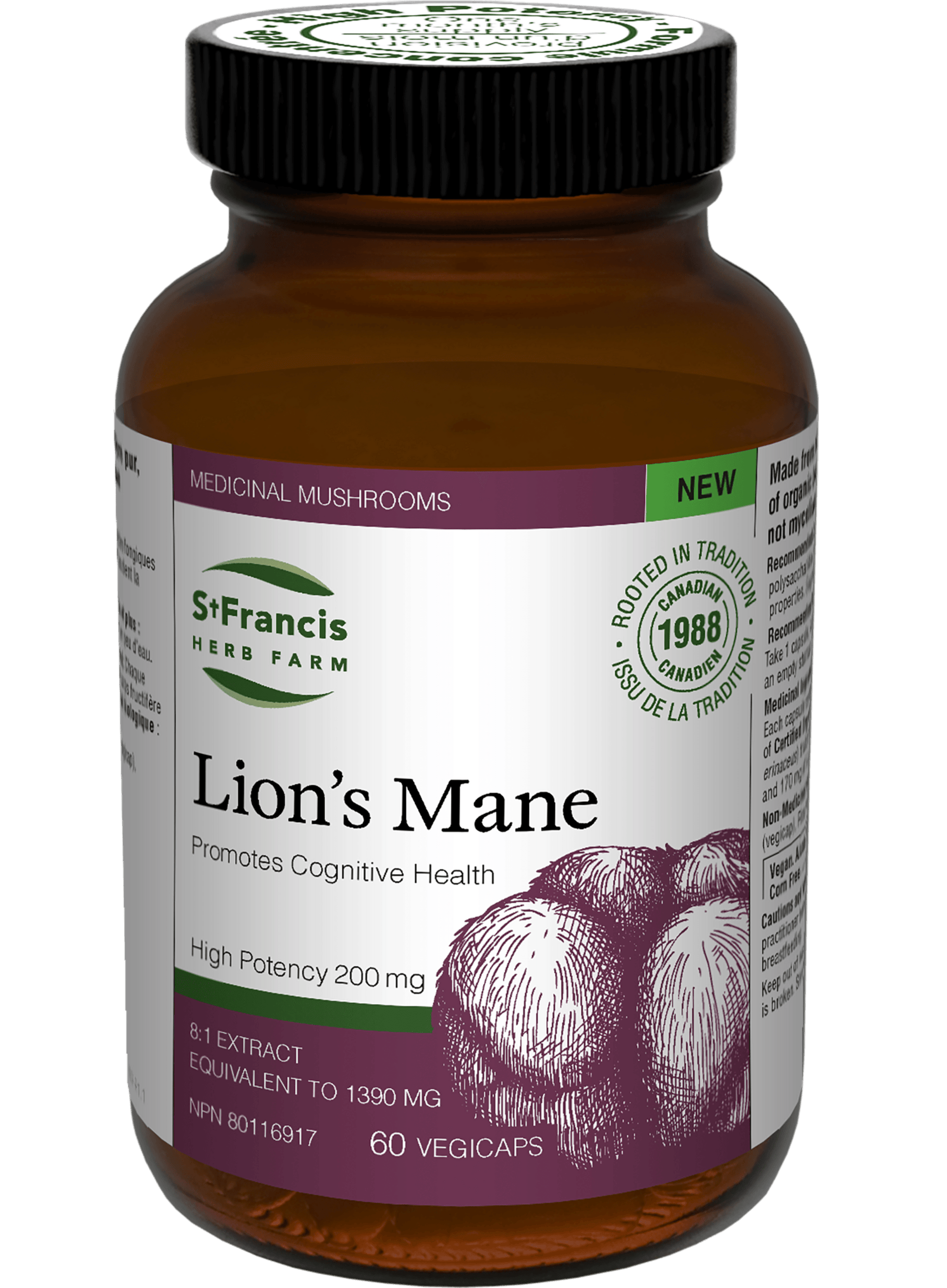 St. Francis Lion's Mane 8:1 Extract 60 Capsules 