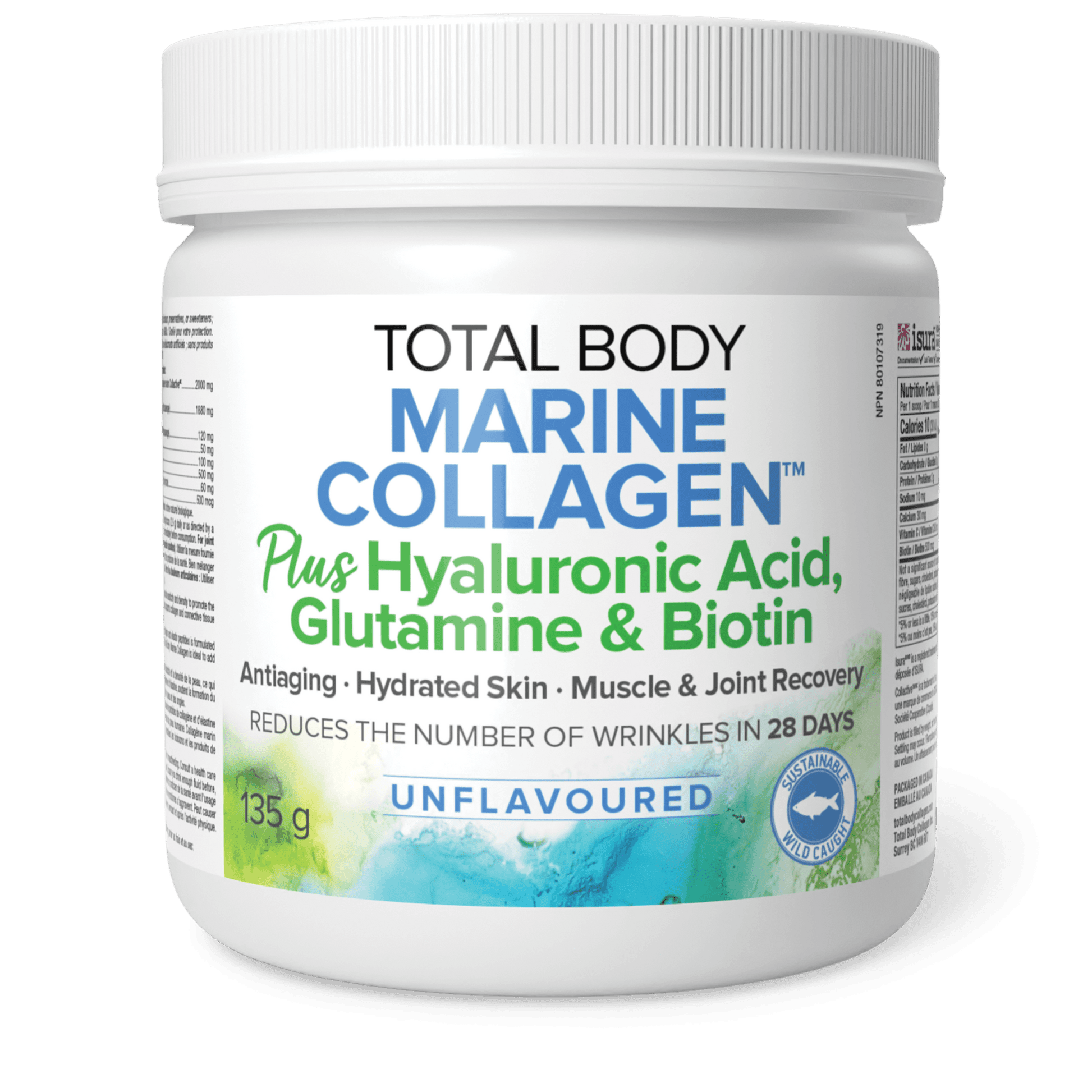 Total Body Marine Collagen Plus Hyaluronic Acid Glutamine & Biotin Unflavoured 135g