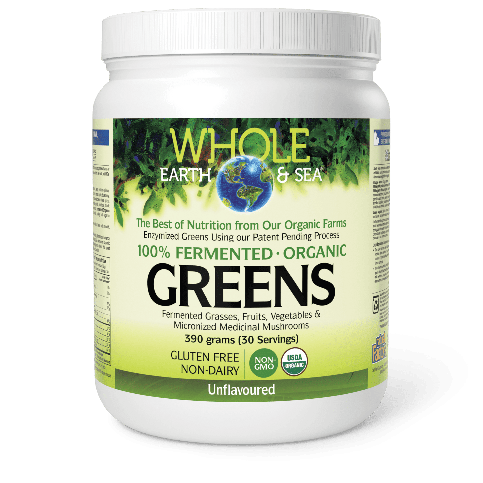 Whole Earth & Sea Fermented Organic Greens Unflavoured 390g